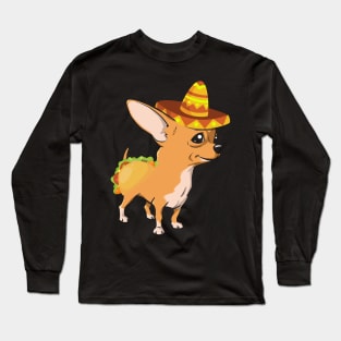 Cute dog chihuahua mexico cinco de mayo Long Sleeve T-Shirt